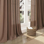 Caramel Brown Linen Curtains for Living Room 98 Inches Long Back Tab and Rod - Image 5