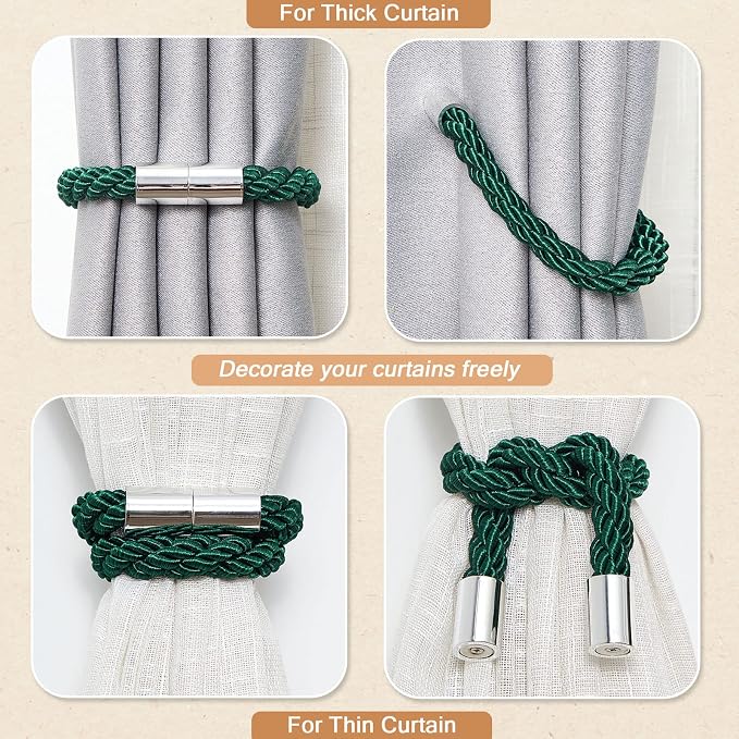 NICEEC 2 Pack Strong Magnetic Curtain Tiebacks Modern Simple Style Drape Tie - Image 6