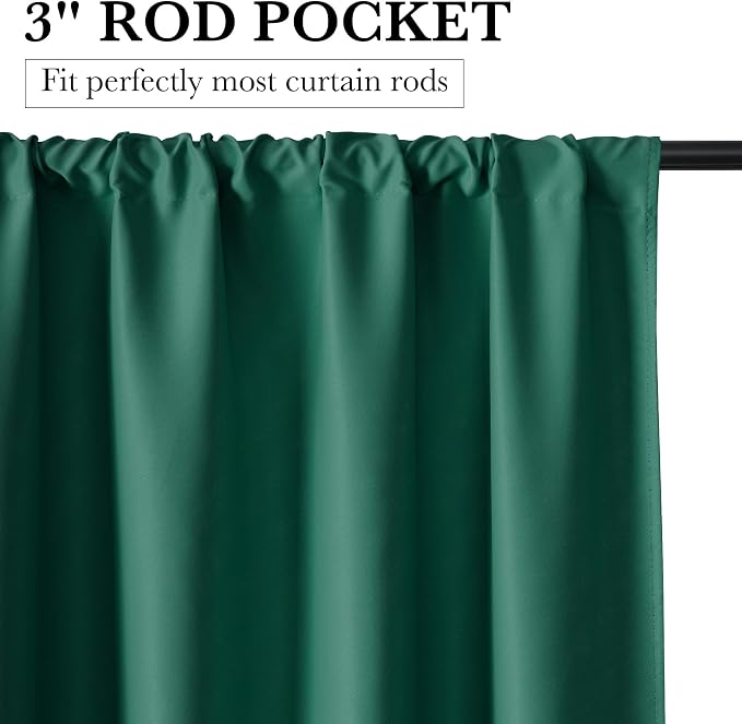 RYB HOME Bedroom Blackout Curtains 54 inches Long, 100% Blackout Thermal - Image 2