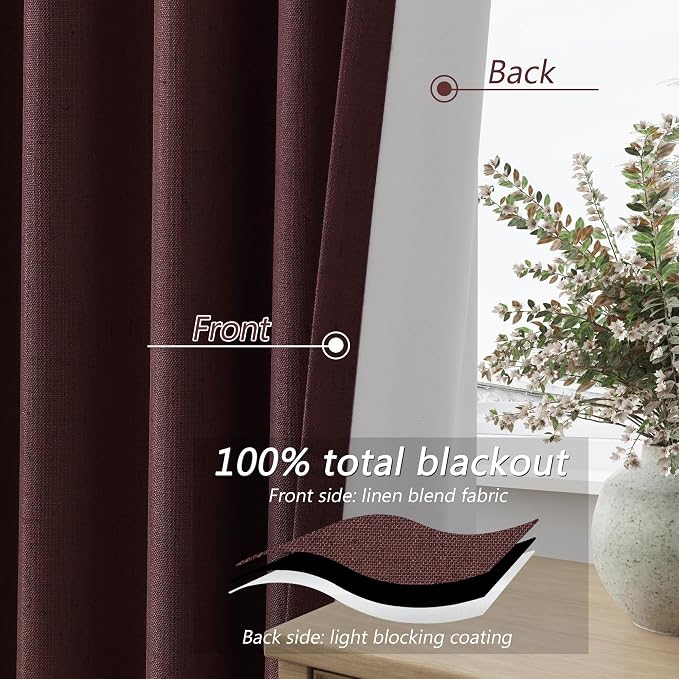 Guken 100% Blackout Curtains 102 Inch Length 2 Panels Set - Image 5