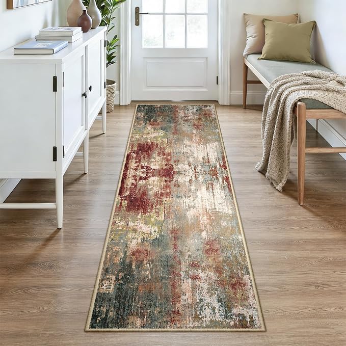 Washable Area Rugs 2'6''x8 Non-Slip Modern Abstract Soft - Image 7