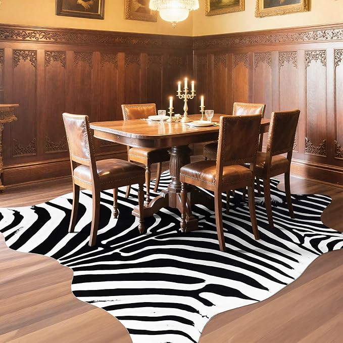 AROGAN Premium Faux Zebra Hide Rug 5.2 x 6.2 Feet, Sturdy and Large Size Bear - Image 6