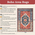 SERISSA Washable Rugs 9x12 Area Rugs, Large Non-Slip Boho Living Room Rust Rug - Image 2