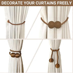 Hion Magnetic Curtain Tiebacks Dark Brown 6 Pack, Curtain Tiebacks Buckles - Image 7