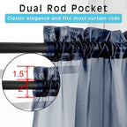 OWENIE Navy Blue Sheer Curtains 72 Inches Long 2 Panels, Transparent Voile - Image 2