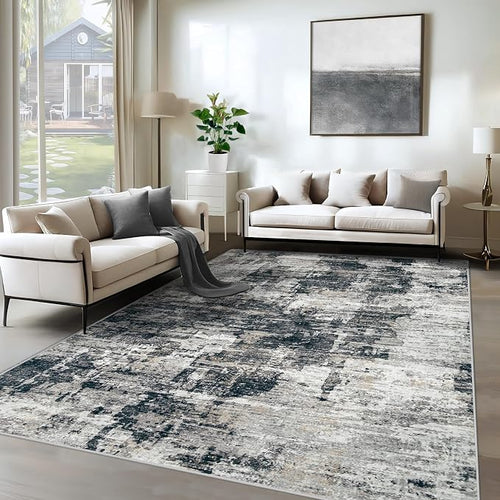 6x9 Area Rugs for Living Room, Washable Modern Abstract Large Area Rug Neutral by XLUEZ