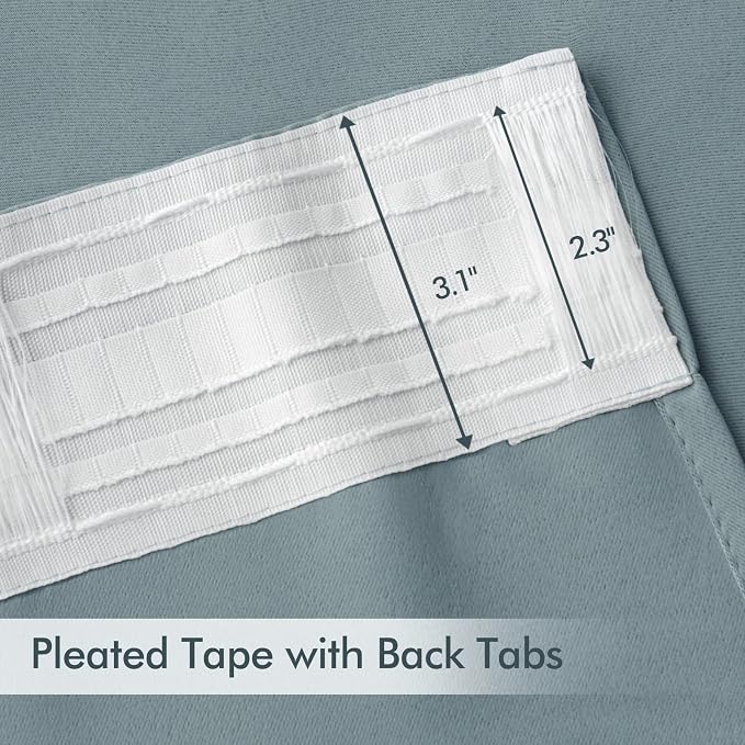 MIULEE Slate Blue Back Tab Blackout Curtain 96 Inch Long 2 Panels Set - Image 4