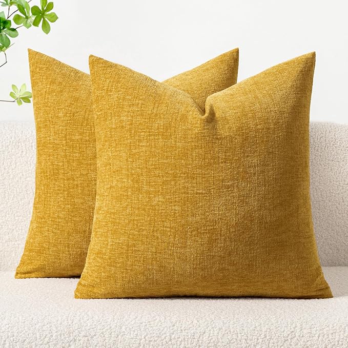 MIULEE Pack of 2 Mustard Yellow Throw Pillow Covers 18x18 Inch Soft Spring by MIULEE