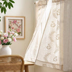 jinchan Belrose Linen Floral Kitchen Curtains 36 inch Length Embroidered - Image 4