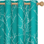 Deconovo Blackout Grommet Silver Pattern Printed Curtains, Turquoise/Silver by Deconovo