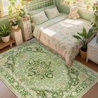 RELEANY Area Rugs 9'x12' Washable Non-Slip, Floral Vintage Distress Print - Image 3