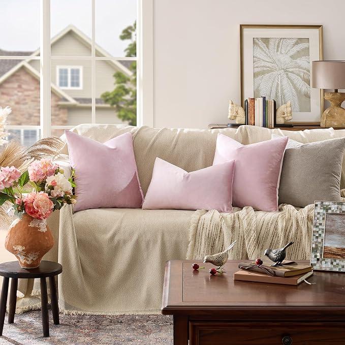 GIGIZAZA Decor Throw Couch Pillow Covers, Set o 2 Sweet Lilac Sofa Cushion - Image 2
