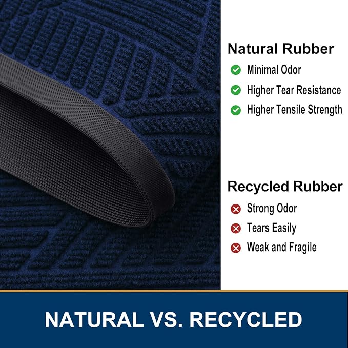 Smiry Front Door Mat Outside Entrance, Heavy Duty Sturdy Natural Rubber Doormat - Image 5