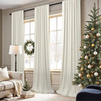 Natural Linen Textured Short Black Out Curtain 58 Inch Long - Image 2