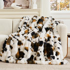 Cozy Bliss Cow Print Faux Fur Throw Blanket by CozyBliss