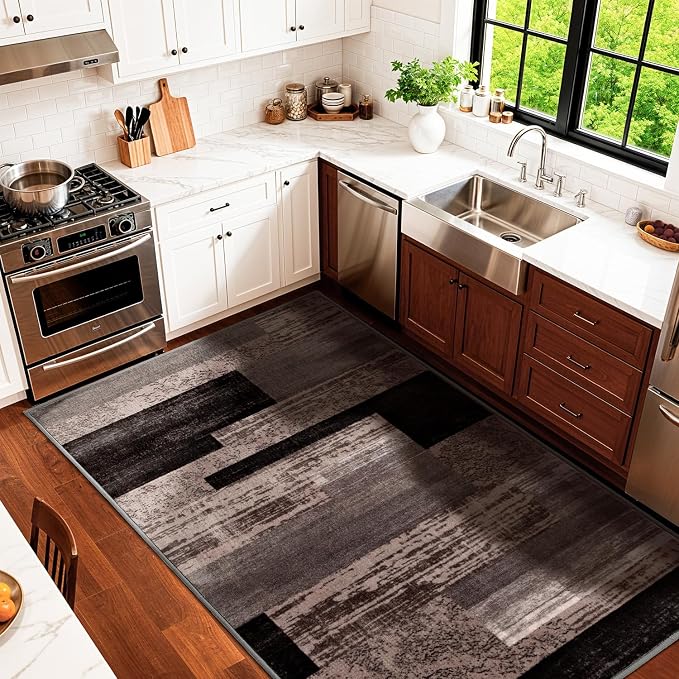 LIANLAM 4x6 Washable Area Rugs for Living Room and Bedroom, Vintage Checkered - Image 3
