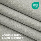 Joydeco Greyish White Pinch Pleated Thick Linen Curtains 90 Inch Long 2 Panel - Image 3
