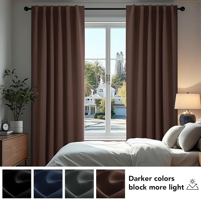 Deconovo Blackout Curtains, Thermal Insulated, W52 x L108 2 Panels, Back Tab - Image 4