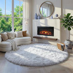 Amdrebio White Fluffy Round Rug 4Ft - Image 5