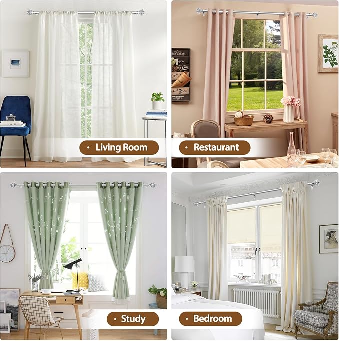 2 Pack Silver Curtain Rods for Windows 48 to 84 Inch, USFOOK 7/8 inch - Image 7