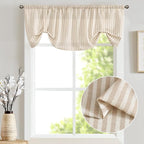 jinchan Tie Up Linen Textured Striped Bow Tie Curtain - Image 2
