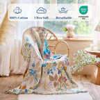 MSGKV Boho Throw Blanket for Couch Cotton Floral Blanket 50"x60" Throws for - Image 2