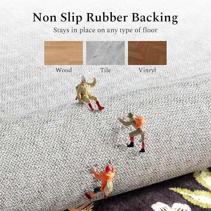 Rugflix 5x7 Washable Area Rug for Living Room, Soft Non Slip Low Pile Carpet - Image 7