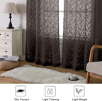Lecloud Leia Living Room Chocolate Brown Sheer Curtains 72 Inch Length 2 Panels - Image 5