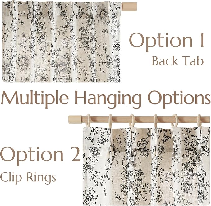 jinchan Pinch Pleated Curtains Floral Linen Blend Curtains - Image 3