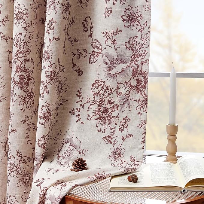 jinchan Blackout Floral Curtains - Image 3