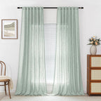 MYSKY HOME 95 Inch Curtains Farmhouse Light Filtering Privacy Curtain Drapes - Image 2