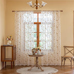AmHoo 2 Panels Embroidered Leaf Pattern Semi Sheer Curtains Foliage Floral - Image 2