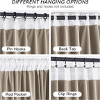 RYB HOME Camel Beige Velvet Curtains 72 inches Length - Image 2