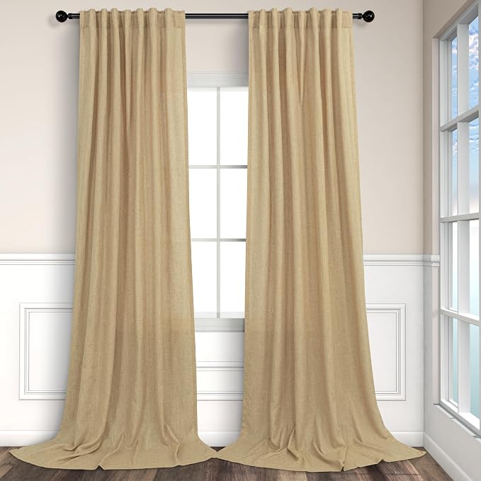 Burlap Color Curtains 84 Inch Length by Pitalk