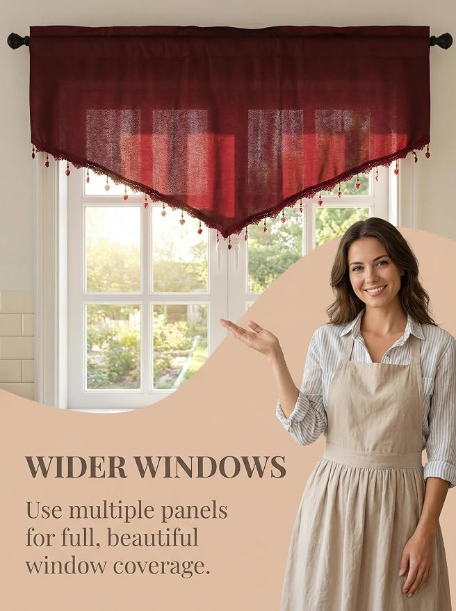 Molaxhome Swag Curtain 51 inch Length Rod Pocket Scalloped Curtain Valance - Image 7