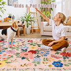Area Rugs 9x12 Living Room: Floral Washable Rug Vintage Large Soft Boho - Image 7