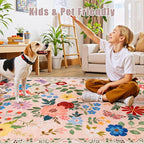 Area Rug Living Room Rugs: Floral 4x6 Washable Rug Vintage Soft Boho Non-Slip - Image 8