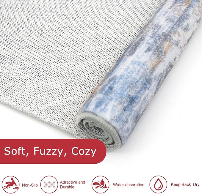 KOZYFLY Modern Abstract Washable Rug Runner 2.6x14 Hallway Rug Runner Non-Slip - Image 6