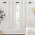 RYB HOME Semi Sheer Curtains 63 inch Length 2 Panels, Linen Textured Privacy by RYBHOME