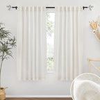 RYB HOME Semi Sheer Curtains 63 inch Length 2 Panels, Linen Textured Privacy by RYBHOME