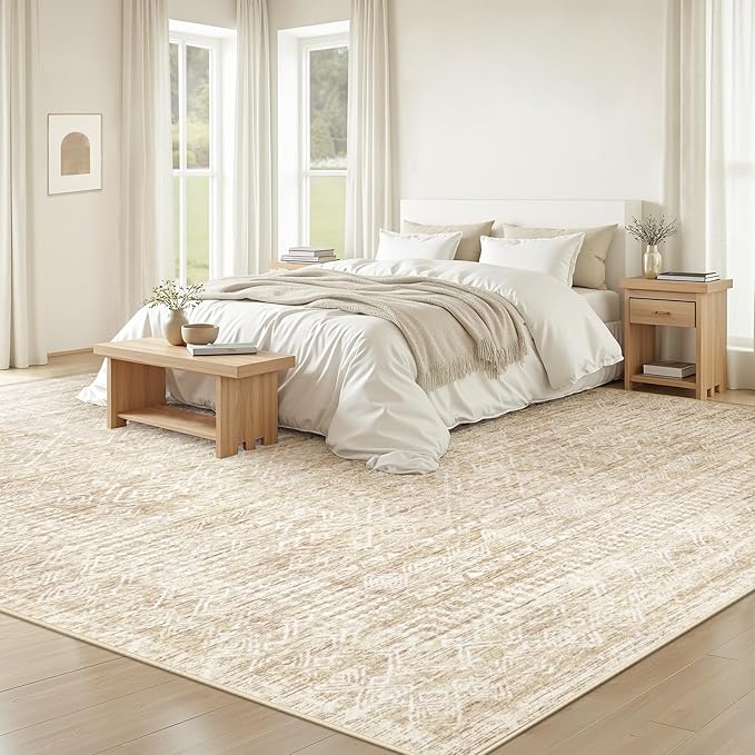 Living Room Rugs 8x10: Washable Moroccan Geometric Boho Rug Farmhouse Non Slip - Image 2