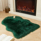 AMTOVO Faux Fur Rug, Dark Green Small Area Rug, Fluffy Sheepskin Rug, Fuzzy - Image 6
