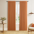 Guken Orange 100% Blackout Linen Curtains 84 Inch Length 2 Panels Set by Guken