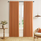 Guken Orange 100% Blackout Linen Curtains 84 Inch Length 2 Panels Set by Guken