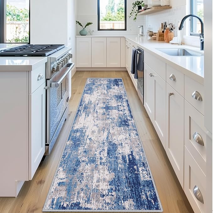 Washable Area Rugs 2'x6' Non-Slip Modern Abstract Soft by RELEANY