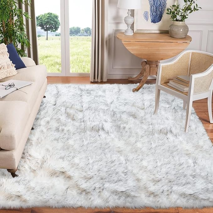 Goolela Sheepskin Area Rug 10x12 Fluffy Fuzzy Faux Fur Carpet by Goolela