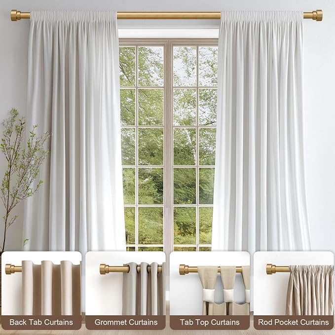 Lootkell 2 Pack Modern Gold Curtain Rods Set - Image 3