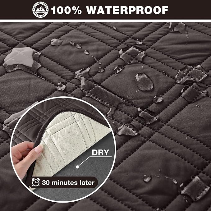 TAOCOCO 100% Waterproof Loveseat Recliner Cover, Non Slip Split Loveseat Covers - Image 3
