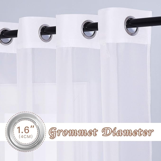 NICETOWN Sheer White Curtains 96 inches Length - Image 2