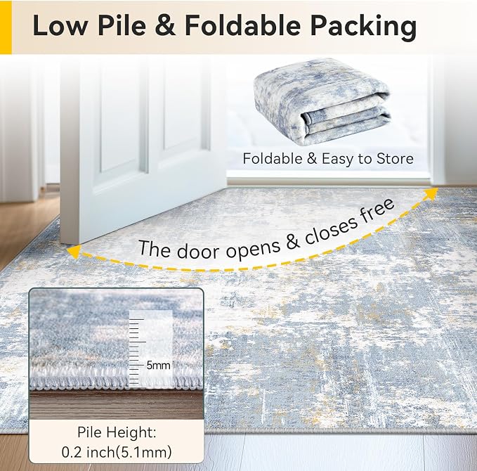 Washable Area Rugs 6'x9' Non-Slip Modern Abstract Soft - Image 8